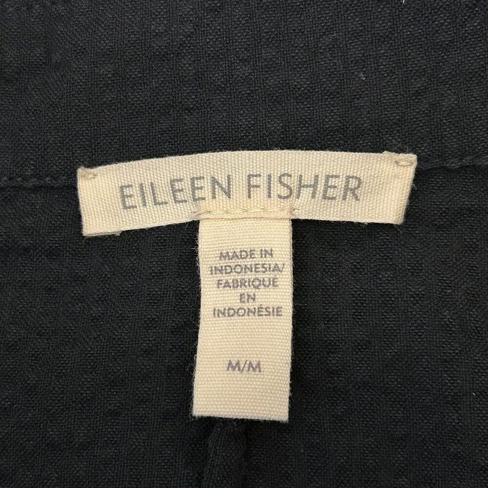 Eileen Fisher Black Organic Cotton Ripple Blazer Open Front Jacket M - Picture 5 of 12